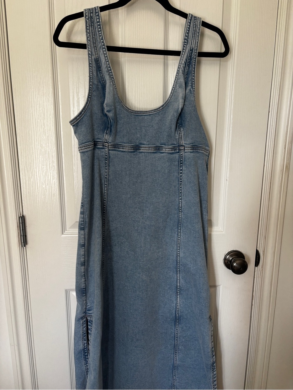 American Eagle Outfitters Light Wash Denim Overall Dress